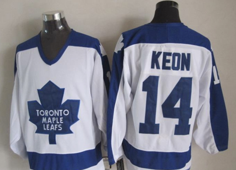 Custom Men Maple Leafs Jersey 14 Dave Keon White Blue CCM Throwback Stitched NHL Jerseys